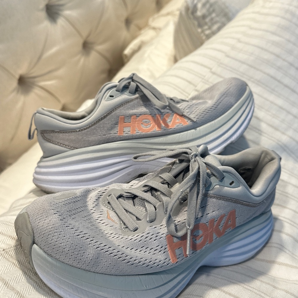 Hoka Women's Gray and Pink Athletic Shoes